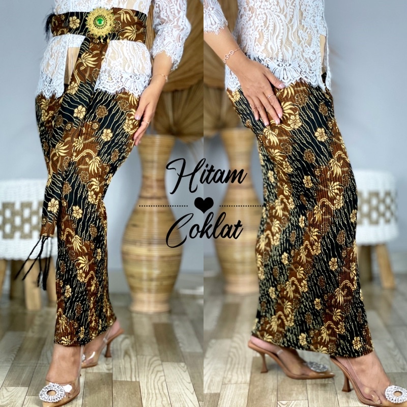 kamen plisket batik liris kembang bahan BSW free selendang|rok plisket batik bali