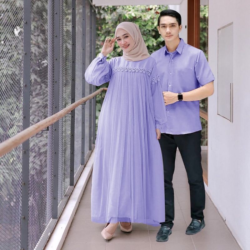 set couple nuraini / setelan couple lilac / setelan pasangan gamis