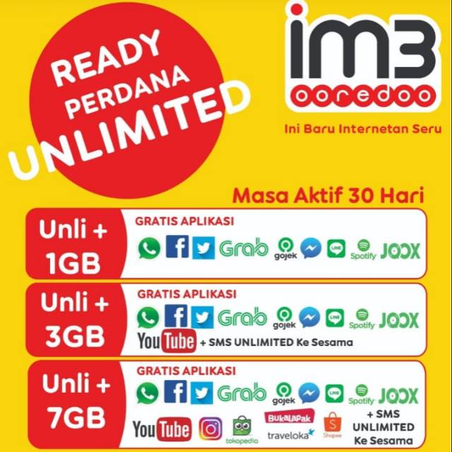 Perdana Indosat im3 1gb unlimited 1 bulan