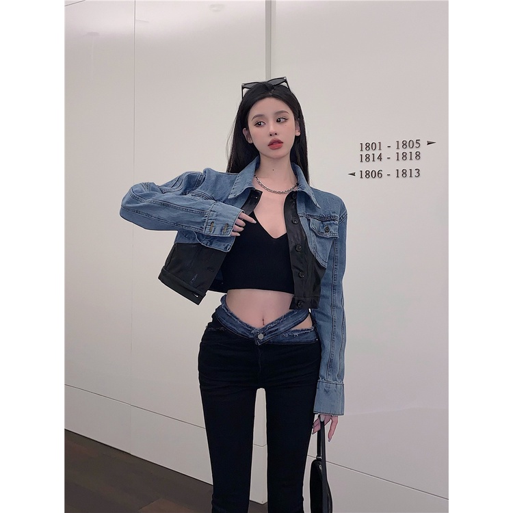 Gaya Korea Jeans Hitam Slim Fit Slim Jeans Wanita Musim Panas Tipis Desain Niche Pinggang Tinggi Kak