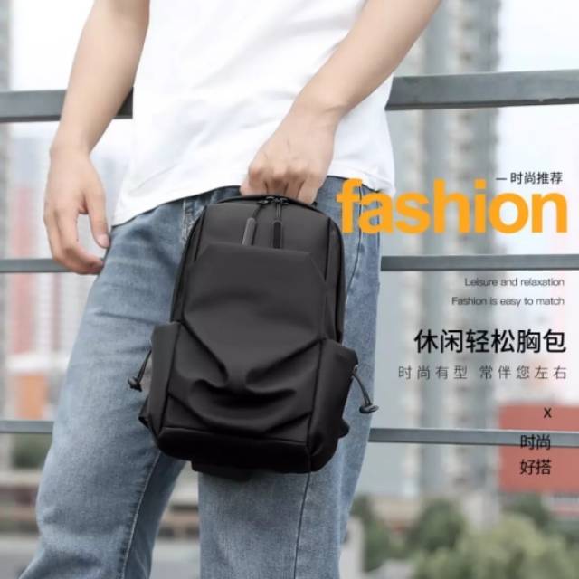 Tas Selempang Pria Murah Anti Air - TSP Bag Hitam dan Navy bonus Dompet + Jam Tangan LED/Headset