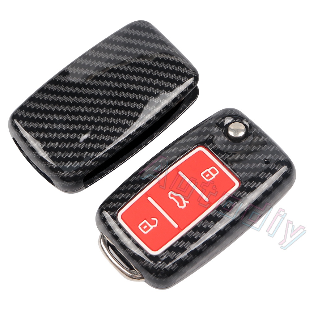 Case Holder Remote Kunci Mobil Bahan Silikon Carbon Fiber Untuk Volkswagen VW Golf Bora Jetta POLO Passat B5 B6 Tiguan BEETLE LAVIDA Skoda Octavia A5A