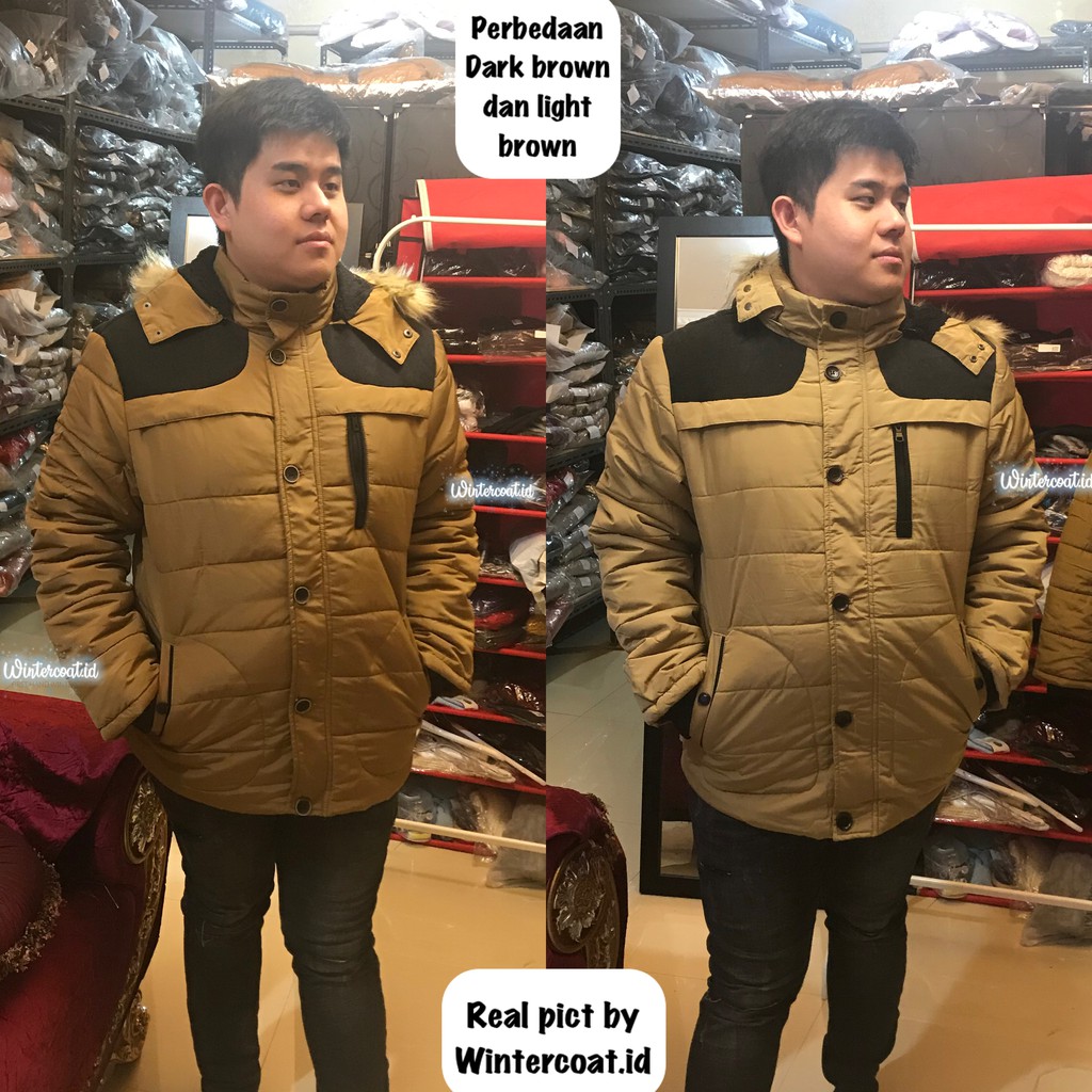 LOGAN Jaket Musim Dingin Mantel cowok pria men winter coat jumbo coklat brown