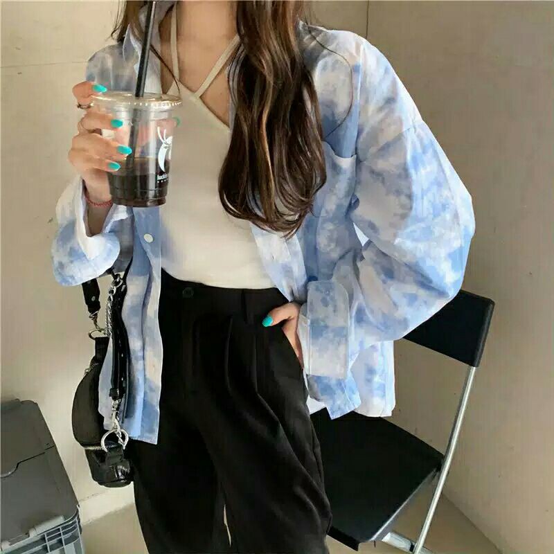 Kemeja Tie Dye Lengan Panjang