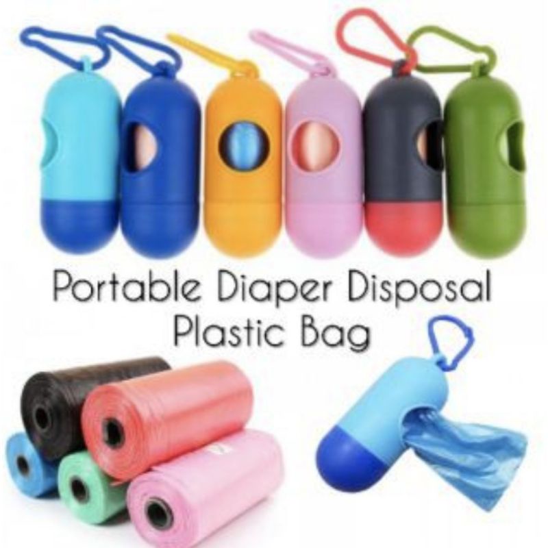 Dispenser tempat penyimpanan kantong sampah bekas diapers portable kapsul