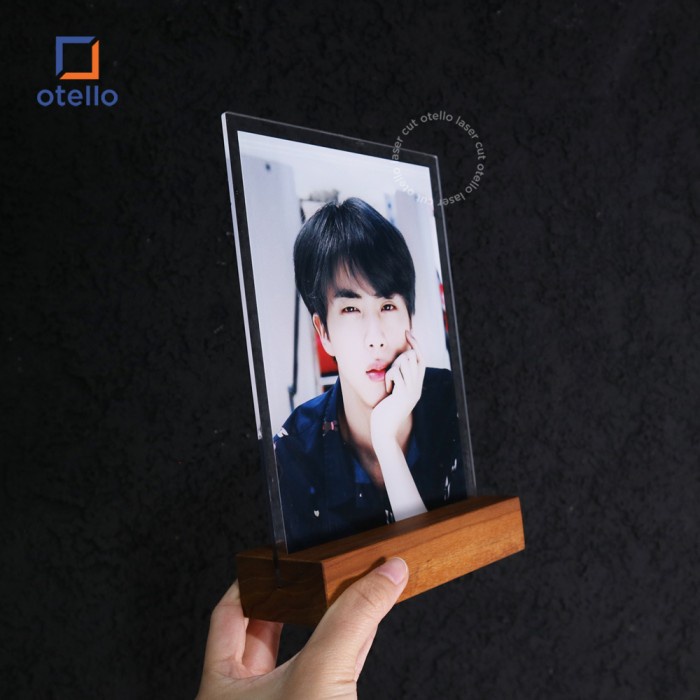 Custom Cetak Foto Akrilik + Wooden Stand Frame Dekorasi Hadiah Custom