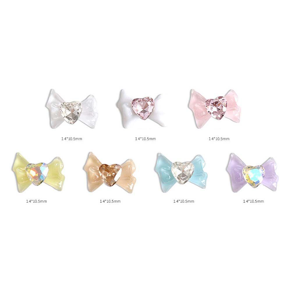 Mxbeauty Hiasan Nail Art Aurora Warna-Warni 3D Bownot Bow Crystal Bow Nail Charms