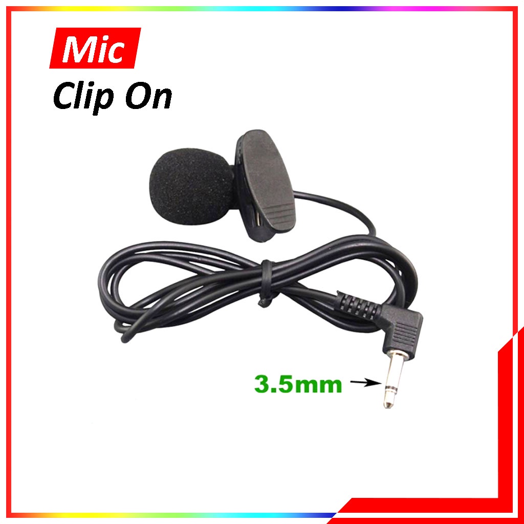 Paket Youtuber Mic Clip On Microphone 3.5mm + Audio Splitter U Shape - Splitter Jack 3.5 mm Audio Mic + Microphone Clip On