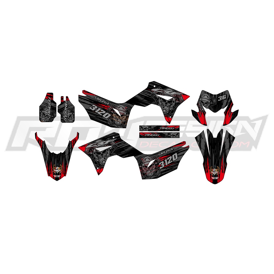 DECAL STICKER CRF 150 L (042) DEKAL STIKER MERAH HITAM ABU