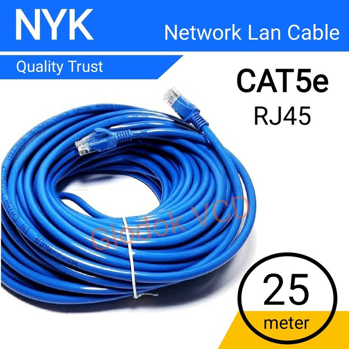 Kabel internet LAN UTP BIRU cat 5e siap pakai 20m 25m