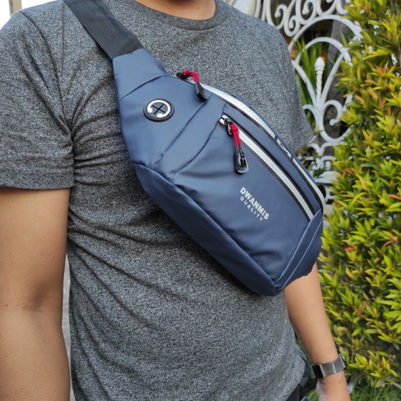 DM4 | Spesial Gratis Voucher | Tas Selempang Pria Original | Waist Bag Pria Waterproof