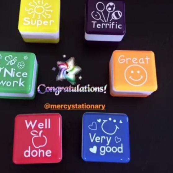 

☝ 6 Pc - Cube Reward Stamp Well Done, Great, Very Good, Well Done, Terrific Stempel Ucapan ❊