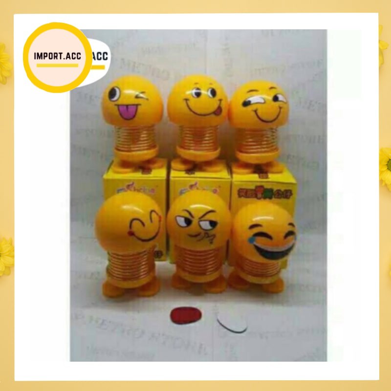 Boneka Perr Lampu Goyang Kepala Emoticon Emoji Spring Head Doll Toys Pajangan Mobil Kepala Goyang