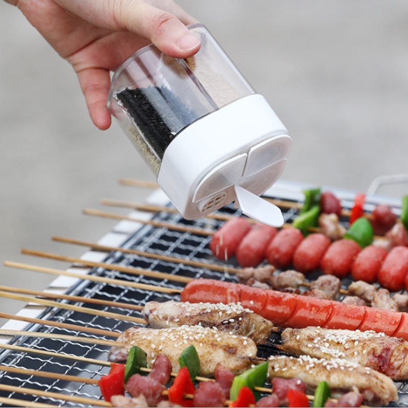 4 In 1 Botol Dispenser Garam Dan Merica Bahan Plastik Transparan Dengan Tutup Untuk Memasak BBQ