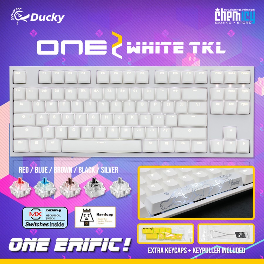 Ducky One 2 Backlit Series TKL White Case Mechanical Gaming Keyboard