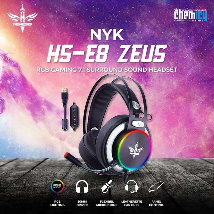 NYK HS-E8 Zeus RGB 7.1 Surround Sound Gaming Headset