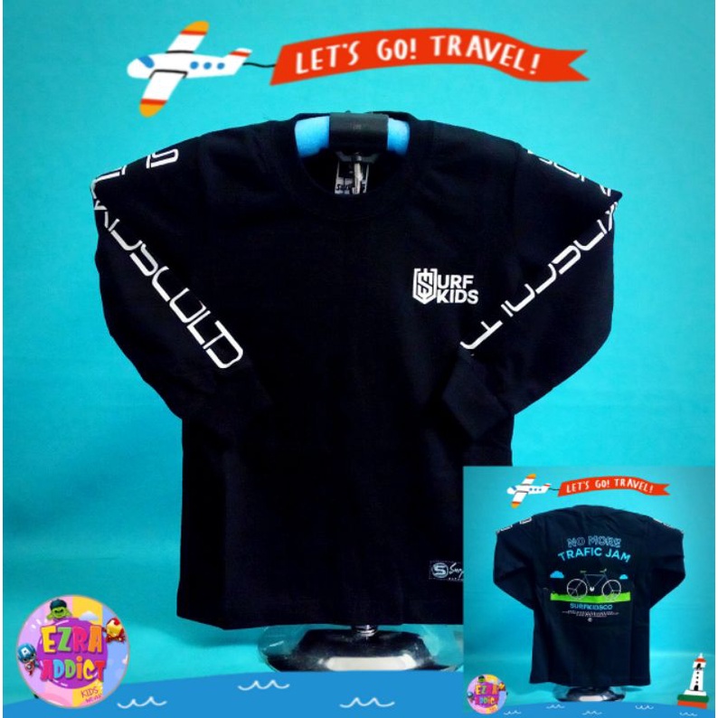 ORIGINAL Surfkids - Umur 1 2 3 4 5 6 7 8 tahun - Baju Distro Anak - Surfkids Hitam - Kaos Distro Ana