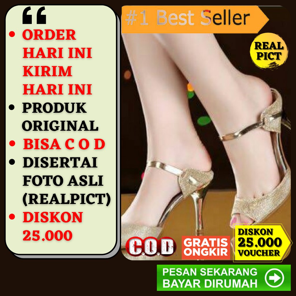 Sepatu Heels Wanita Murah Spatu High Heels Heel Hak Tinggi Tali Cewek Anak Perempuan Import Pesta Te