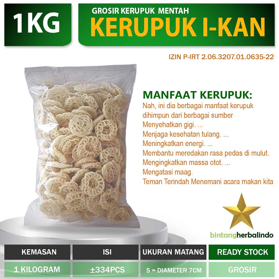 

kerupuk ikan mentah putih bulat gurih renyah garing 1000gr ukuran S