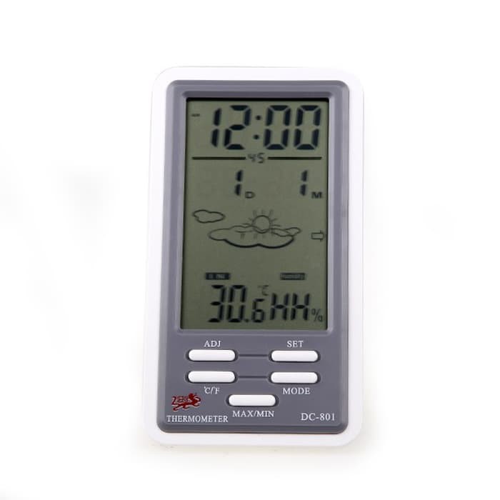 Dc-801 Digital Hygrometer & Temperature Meter & Calendar Lcd + Clock