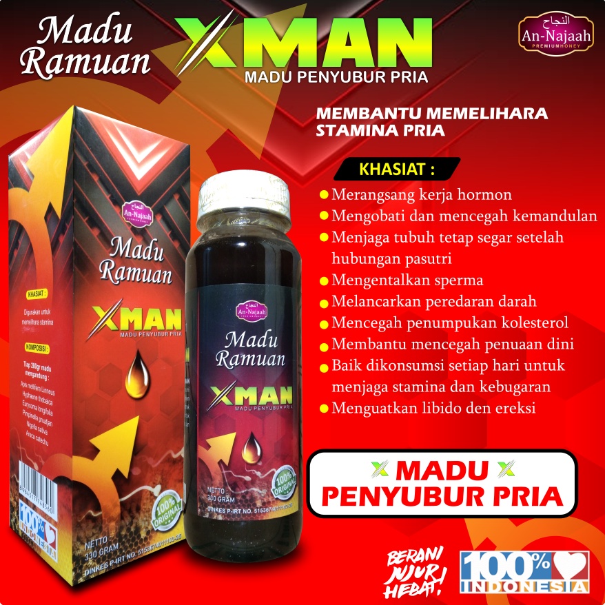 Madu Kesuburan Pria XMan An-Najaah Premium Original 330 gram Madu Promil Untuk Kesuburan laki-laki
