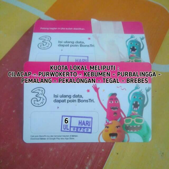 VOUCHER TRI 6Gb + UNLIMITED ALL APPS BRANCH PURWOKERTO