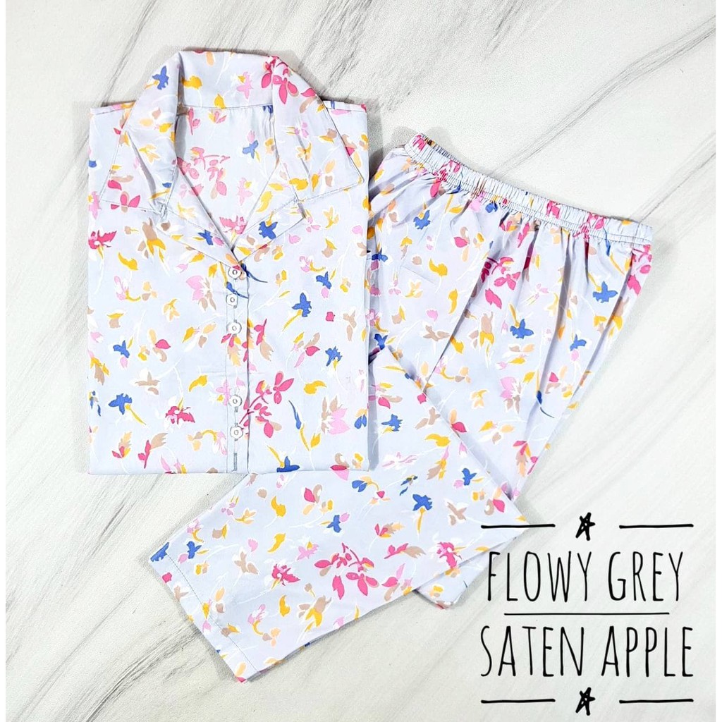 Piyama dewasa jumbo karakter Lengan panjang PP XXL-Flowy Grey