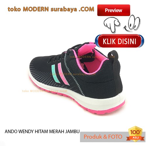 ANDO WENDY HITAM MERAH JAMBU sepatu wanita sepatu sneakers