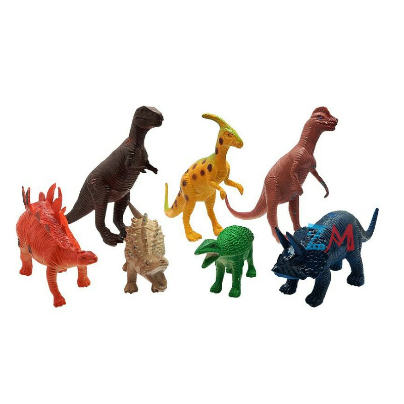 ( BISA COD ) Mainan Dinosaurus Karet isi 7 Pcs - Figure Animal Murah