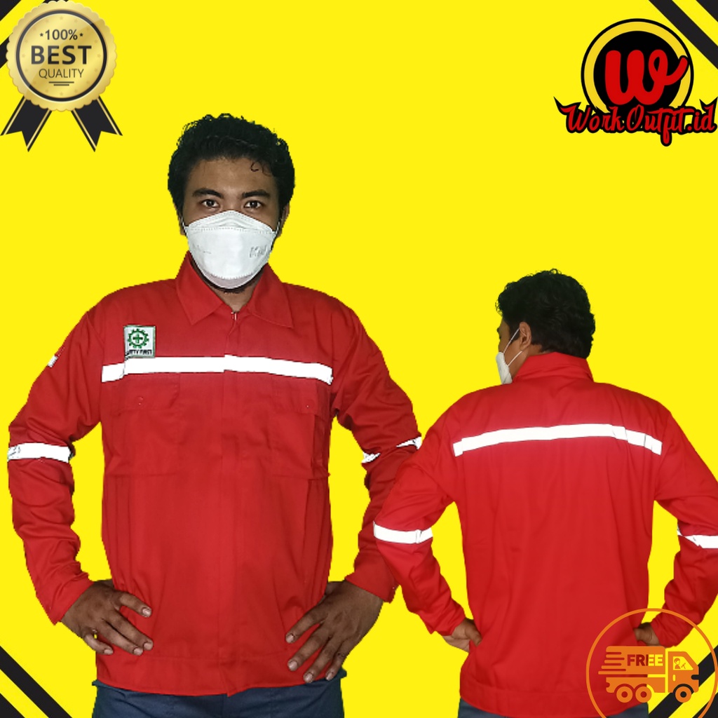 Atasan Wearpack | Kemeja Safety Baju Proyek Full Merah