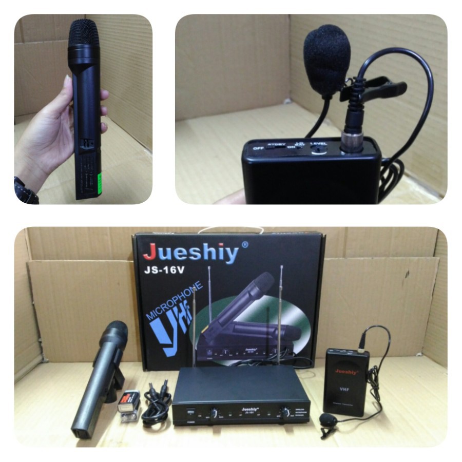 MIC WIRELESS 1 PEGANG DAN 1 MIC KLIP ON WIRELESS JUESHIY JS 16V