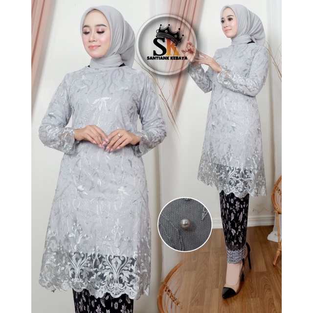 Stelan Kebaya Tunik Rok Batik Wisuda Modern Wanita Dress Kondangan Terbaru Outfit Pesta By Santiank Kebaya