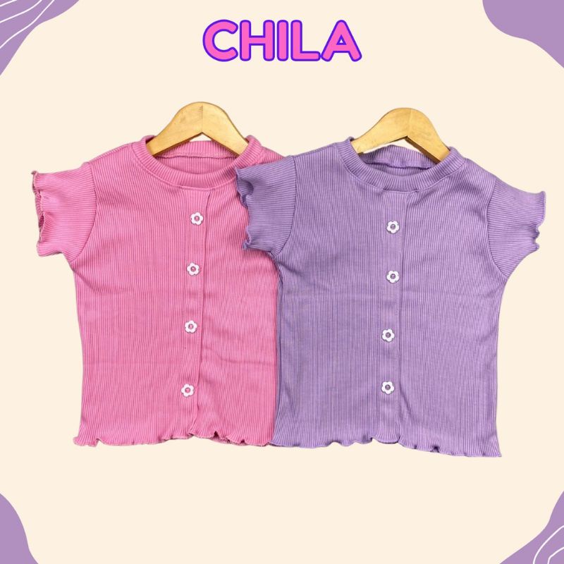 Baju Anak Perempuan CHILA Ruffle Knit Tee Rib | Baju Kaos Blouse Atasan Pakaian Anak Cewek Bahan Rib Knit Halus dan Lembut