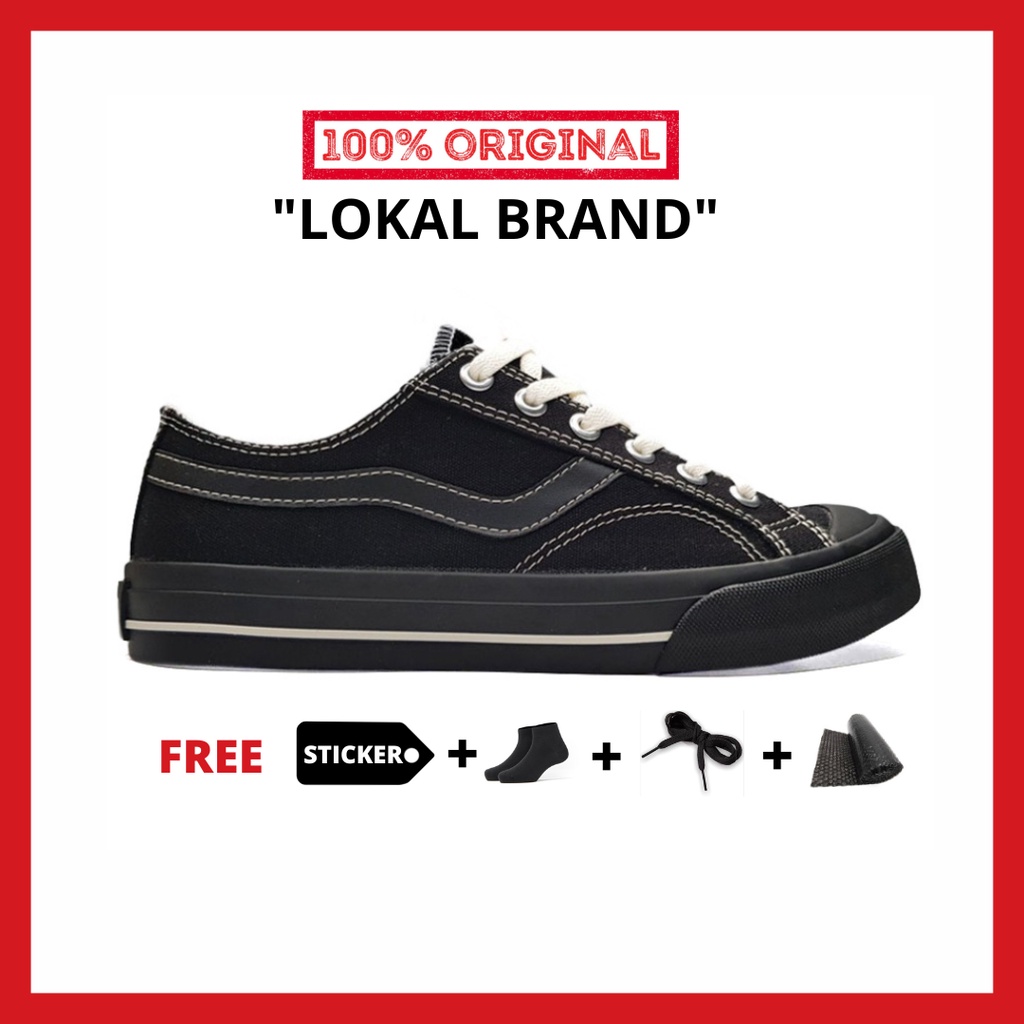 ORIGINAL - Sepatu Brand Lokal Kasual Pria Wanita No Brand Black Oreo Low Not Sneakers Ventela New Public Low Oreo