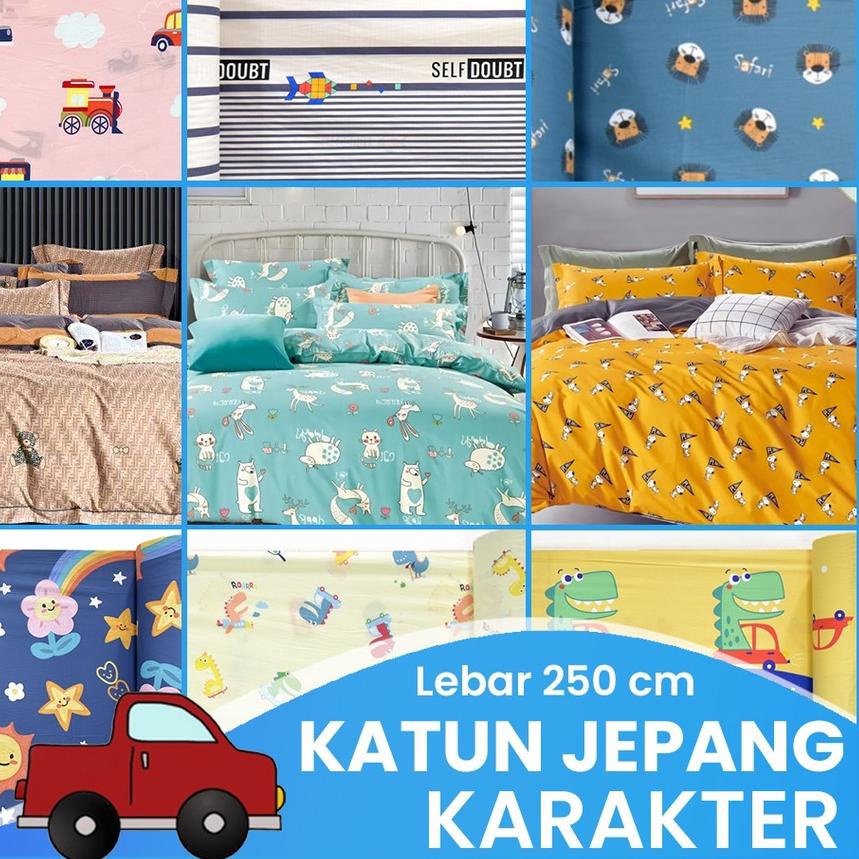 ✬ KAIN SPREI KATUN JEPANG MOTIF KARAKTER COWOK LEBAR 250 METERAN 100% ORIGINAL ✰