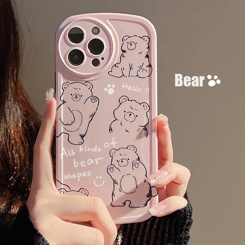 Soft Case Pelindung Penuh Motif Kartun Beruang Pink Untuk Iphone 11 12 13 14 PLUS PRO MAX