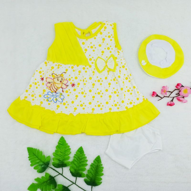 [Ss-1038] Pakaian Bayi New Born 0-9bulan Free Topi, Dress Bayi, Baju Bayi Perempuan