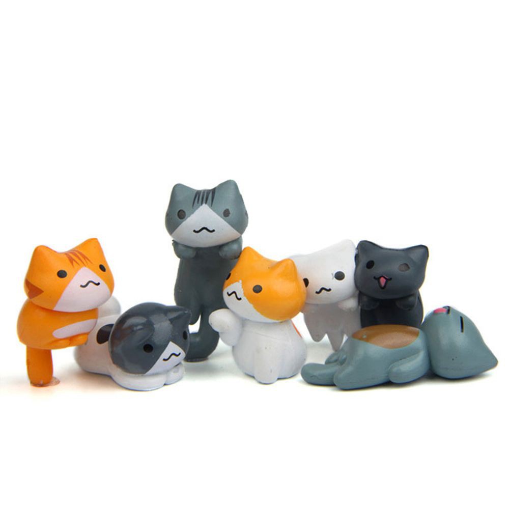 [Bayar Di Tempat]5Pcs Patung Resin Miniatur Bentuk Kucing Lucu Hiasan Taman Landskap Mikro