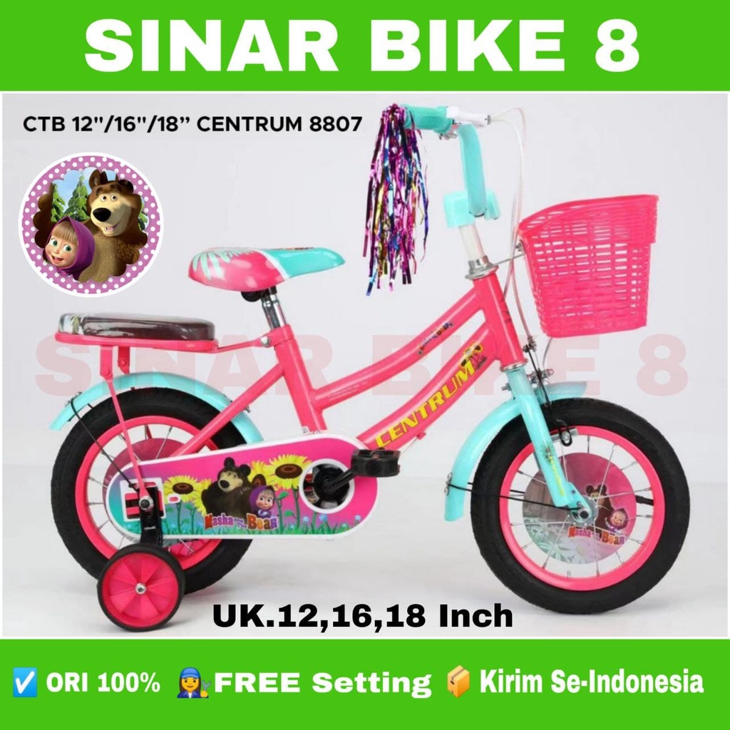 Sepeda Anak Perempuan MINI CENTRUM CT 8807 Ukuran 12 16 18 Inch