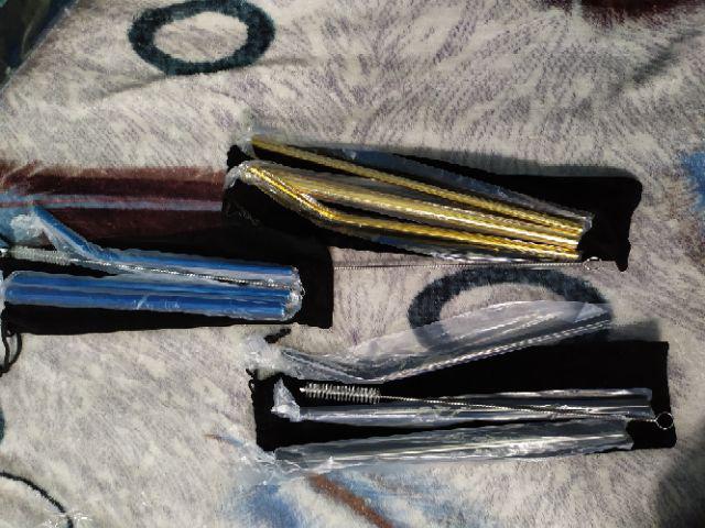 Set 5in1 Sedotan Stainless Straw Reusable Sedotan Ramah Lingkungan Bisa Dicuci Ulang