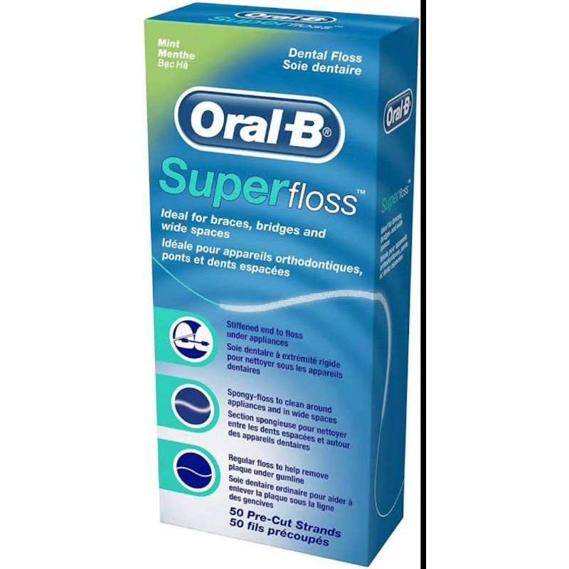 Superfloss Oral B kawat gigi isi 50, Super floss oral B