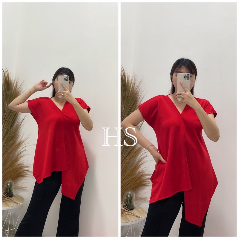 BLOUSE VALERIE SCUBA FIT XXL /SCUBA TEBAL/BLOUSE SCUBA HALUS OVERSIZE-Merah