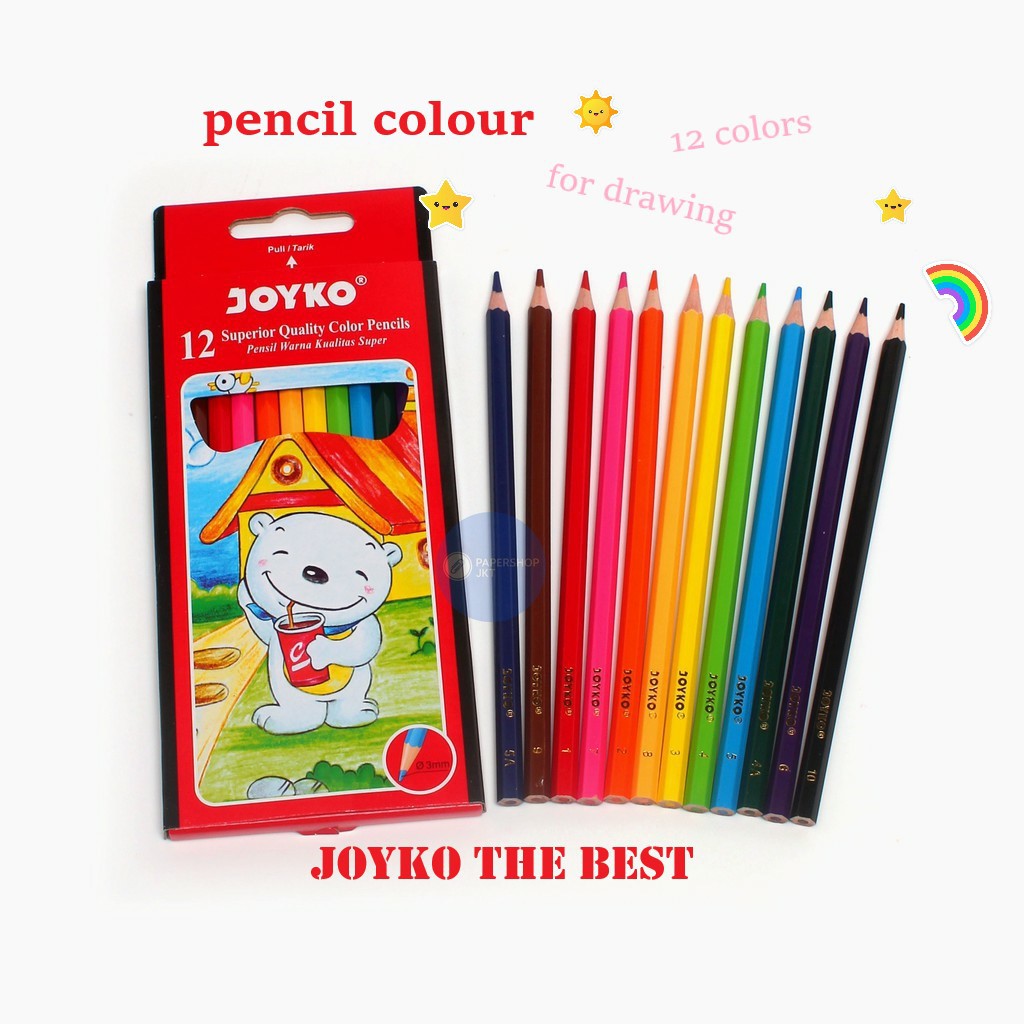 

[ SET ] Joyko Pensil Warna 12 pendek - Pensil Warna Halus 12 Warna bisa dihapus / pinsil warna 12