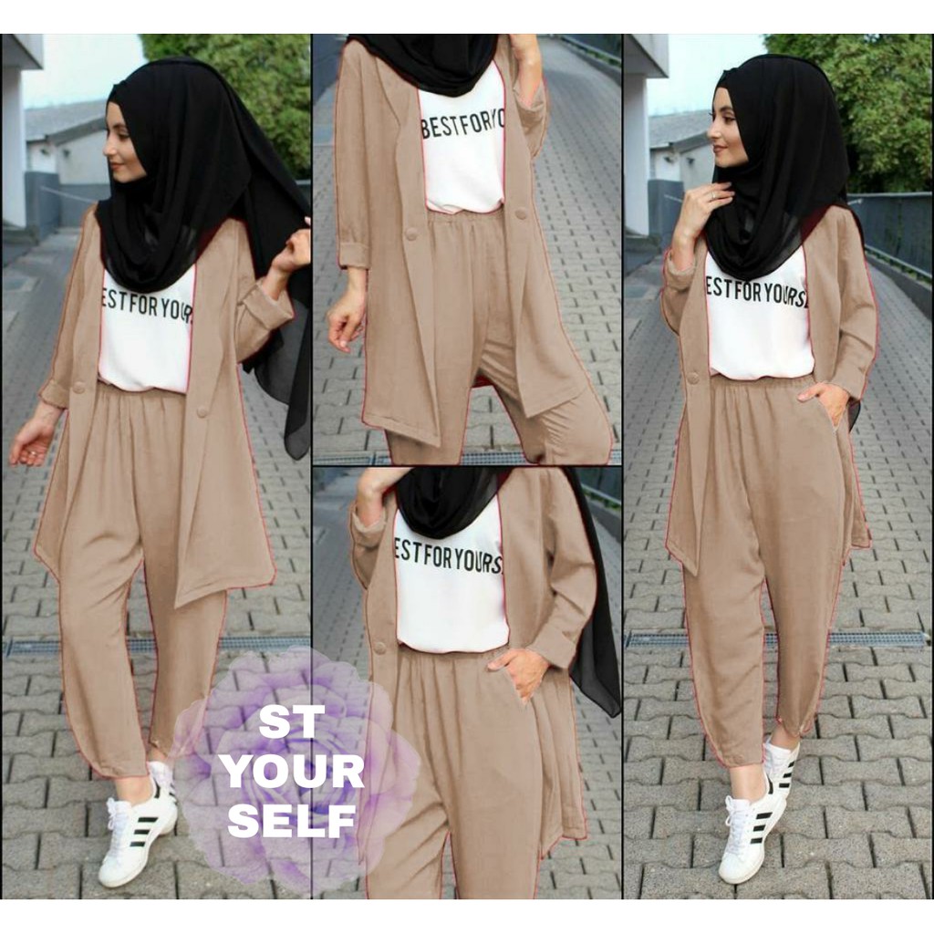 STELAN SELF WANITA / PAKAIAN FASHION WANITA 3in1 lengan panjang