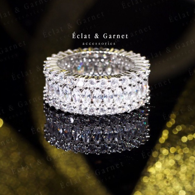 Grosir (SSC) clat & Garnet - S925 MARQUISE INFINITY RING Aksesoris Cincin 925 Sterling Silver Wanita