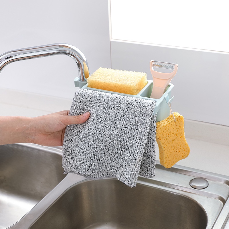 1Pc Multifunction Kitchen Sink Strainer Storage Basket / Sink Triangular Drain Basket / Faucet Storage Drain Rack For Organize Sponge, Soap, Rag, Wash Cloth