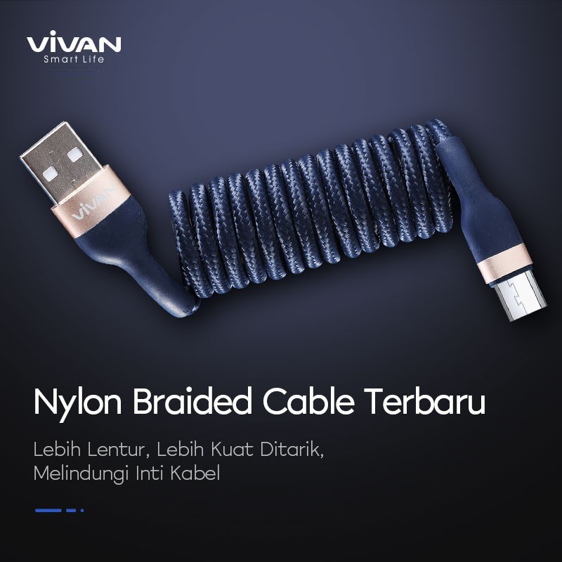 Kabel Data VIVAN VXM100 Micro USB Android 1M Fast Charging 2.4A - Garansi Resmi 1 Tahun