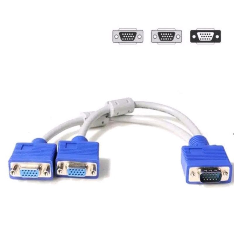 Kabel vga cabang 2 30cm (1 vga male to 2 vga female) splitter