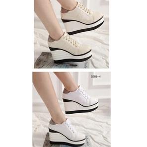 Bagus Dipakai.. SEPATU SNEAKERS AJ17 WANITA WEDGES BOOTS BOOT SNEAKER HAK TINGGI HIGH HEEL WEDGES SE