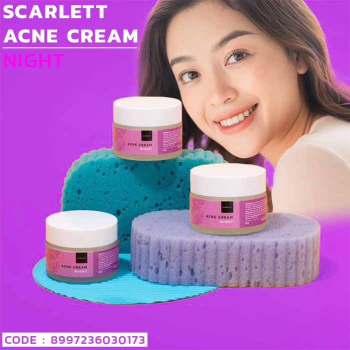 Scarlett Scarlet acne cream night perawatan wajah krim malam menghilangkan jerawat menghaluskan wajah